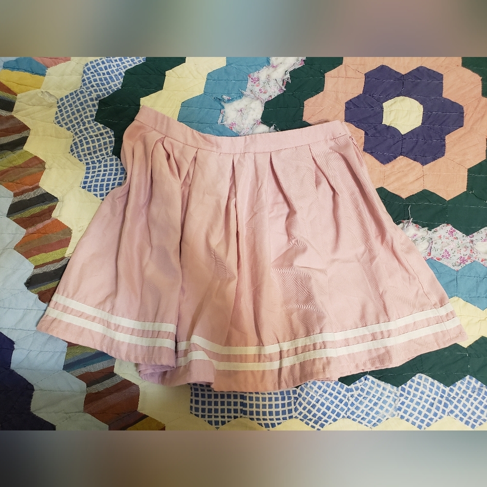 Light Pink With White Stripes Hot Topic Skirt